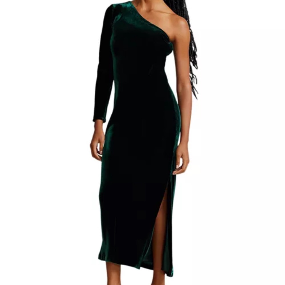 Polo Ralph Lauren One-Shoulder Velvet Dress in Green Size 4